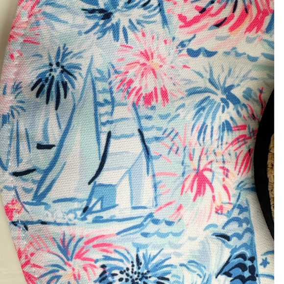 Lilly Pulitzer Sun Hat 4th of July Sea To Shining Sea Pattern Pink Blue - Picture 3 of 8